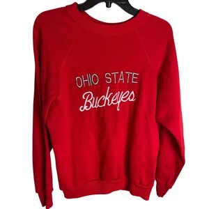 Vintage 80s Artex Ohio State Buckeyes Sweatshirt Crewneck Red Pullover Large